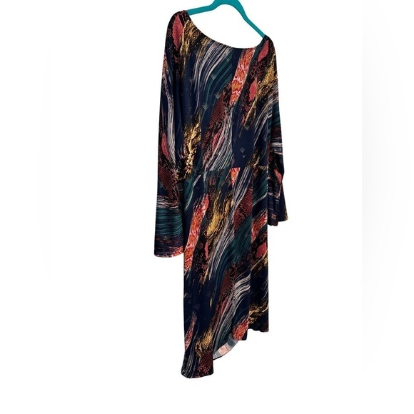 Signature by Robbie Bee Multicolor w Gold Tie Knot Dress Bell Sleeves Si… - Picture 12 of 17